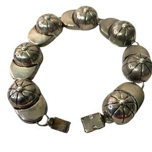 Vintage Best Softball Baseball‎ Cap Metal Silvertone Bracelet Jewelry Gift